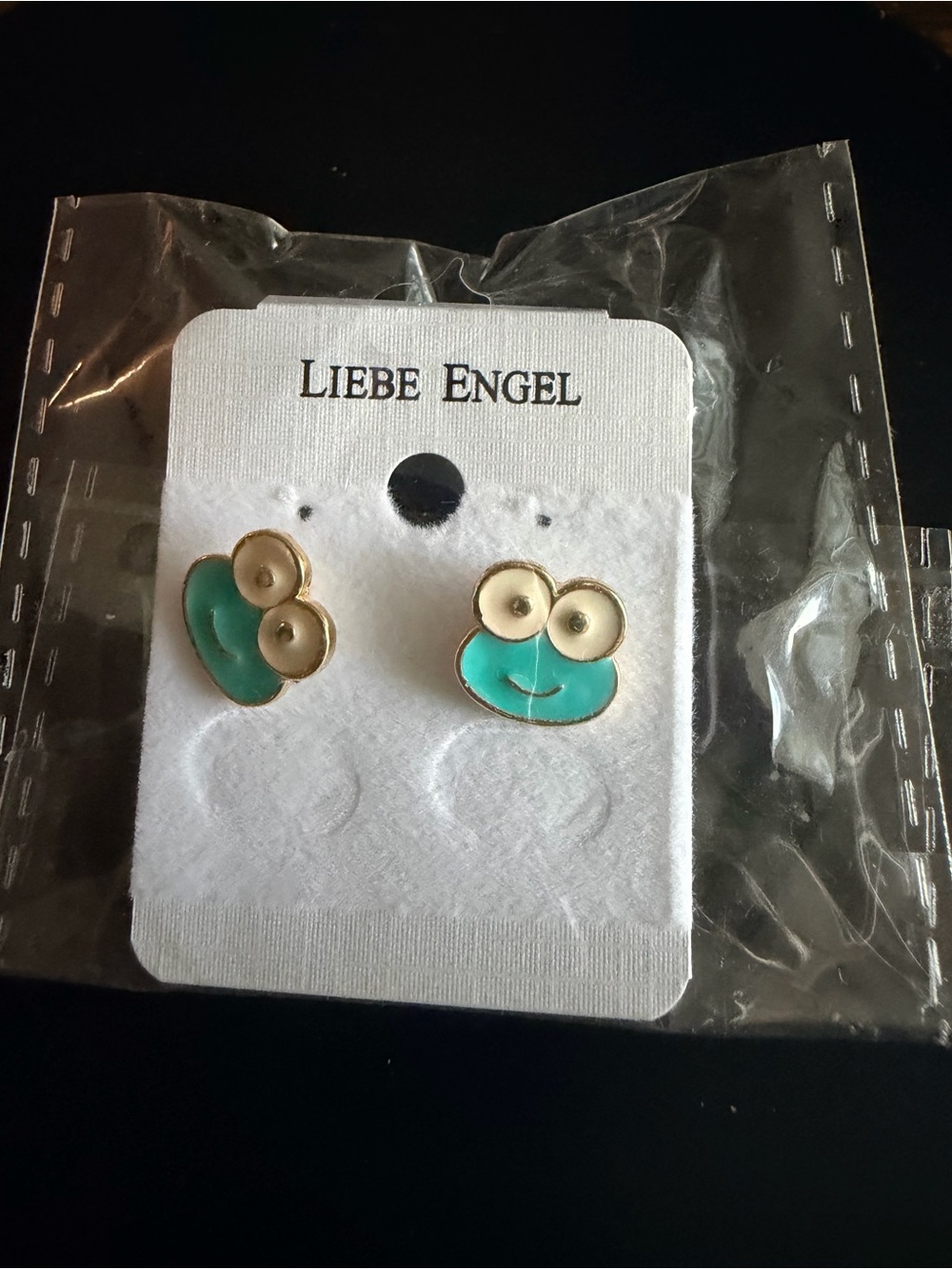 Kids Teal Frog Face Stud Earrings